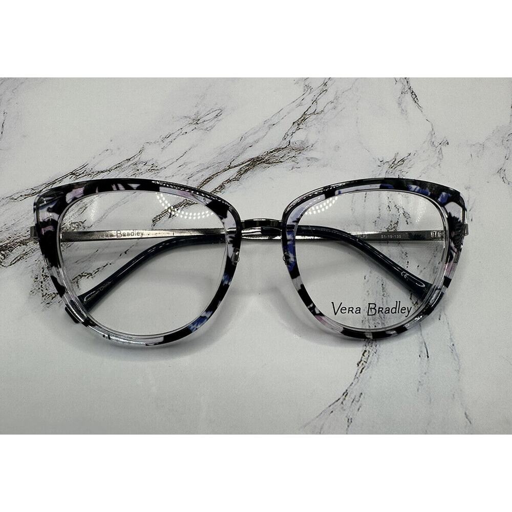 Vera Bradley Eyeglasses -Belinda-Color-Plum Pansies 51-19-135-Brand New